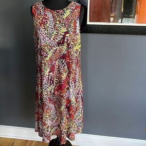 Nine West multicolor abstract print stretch tank midi. Size 12.